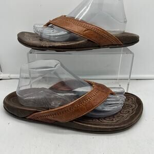 Mens Olukai Brown Flip Flop Sandals